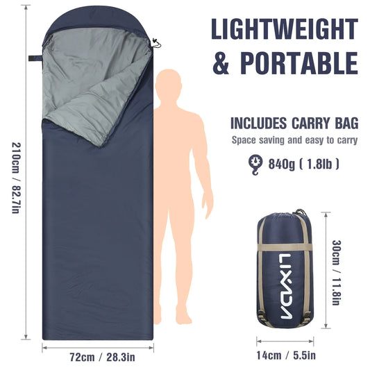 Lixada Lichtgewicht Slaapzak – Compacte & Warme Outdoor Slaapzak voor Kamperen, Reizen & Backpacking