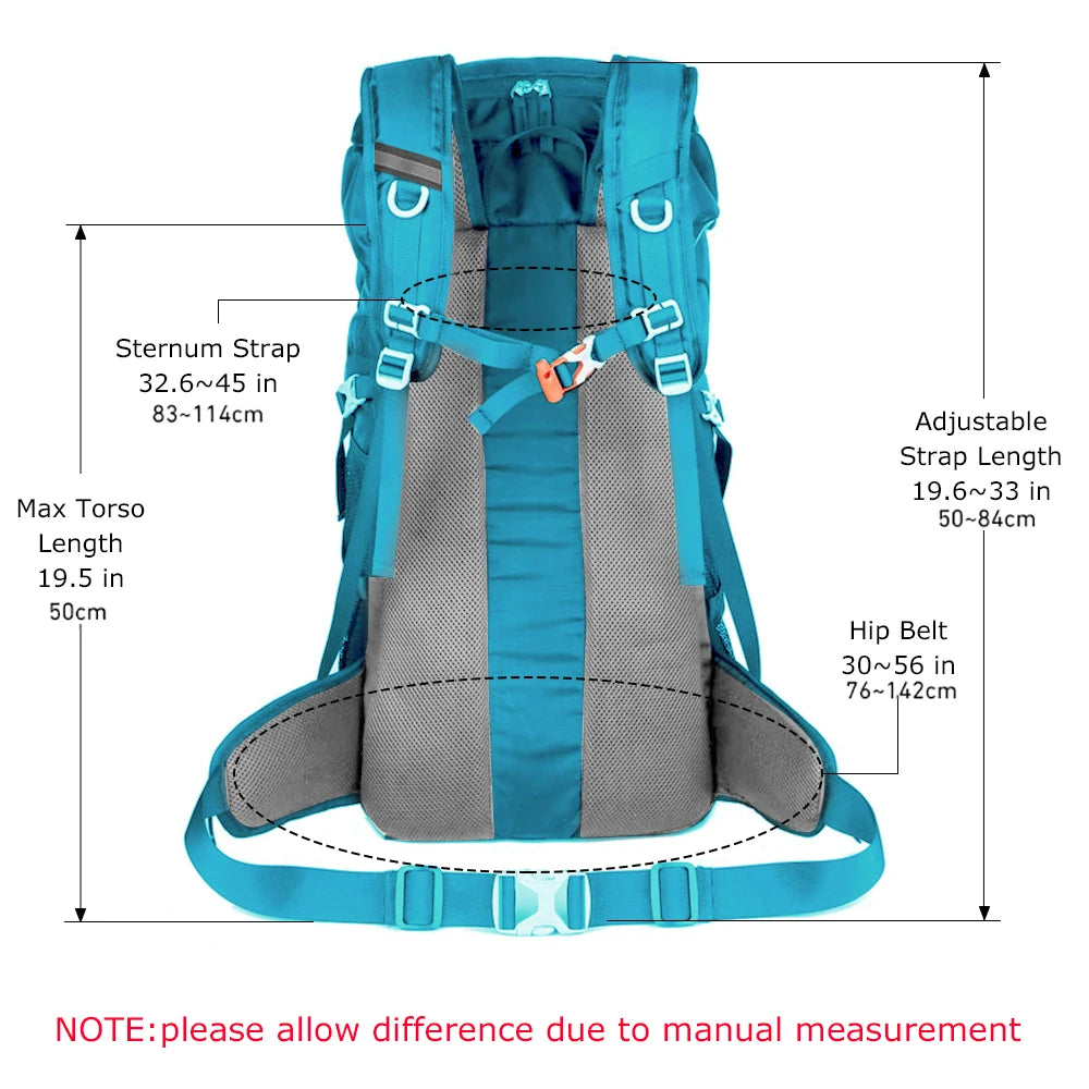 50L Wanderrucksack mit Regenhülle – multifunktionaler Bergsteigerrucksack für Outdoor-Reisen, Trekking und Camping