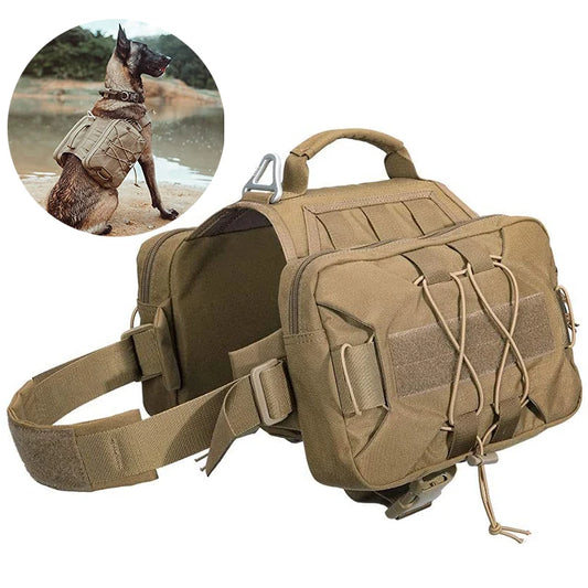 Taktisches Hundegeschirr mit Satteltasche – robuste Weste mit Metallschnalle und Satteltaschen für mittelgroße und große Hunde