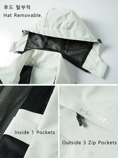 Casual Windbreaker Jas Heren – Waterdichte en Winddichte Outdoor Jas met Afneembare Capuchon voor Lente en Zomer