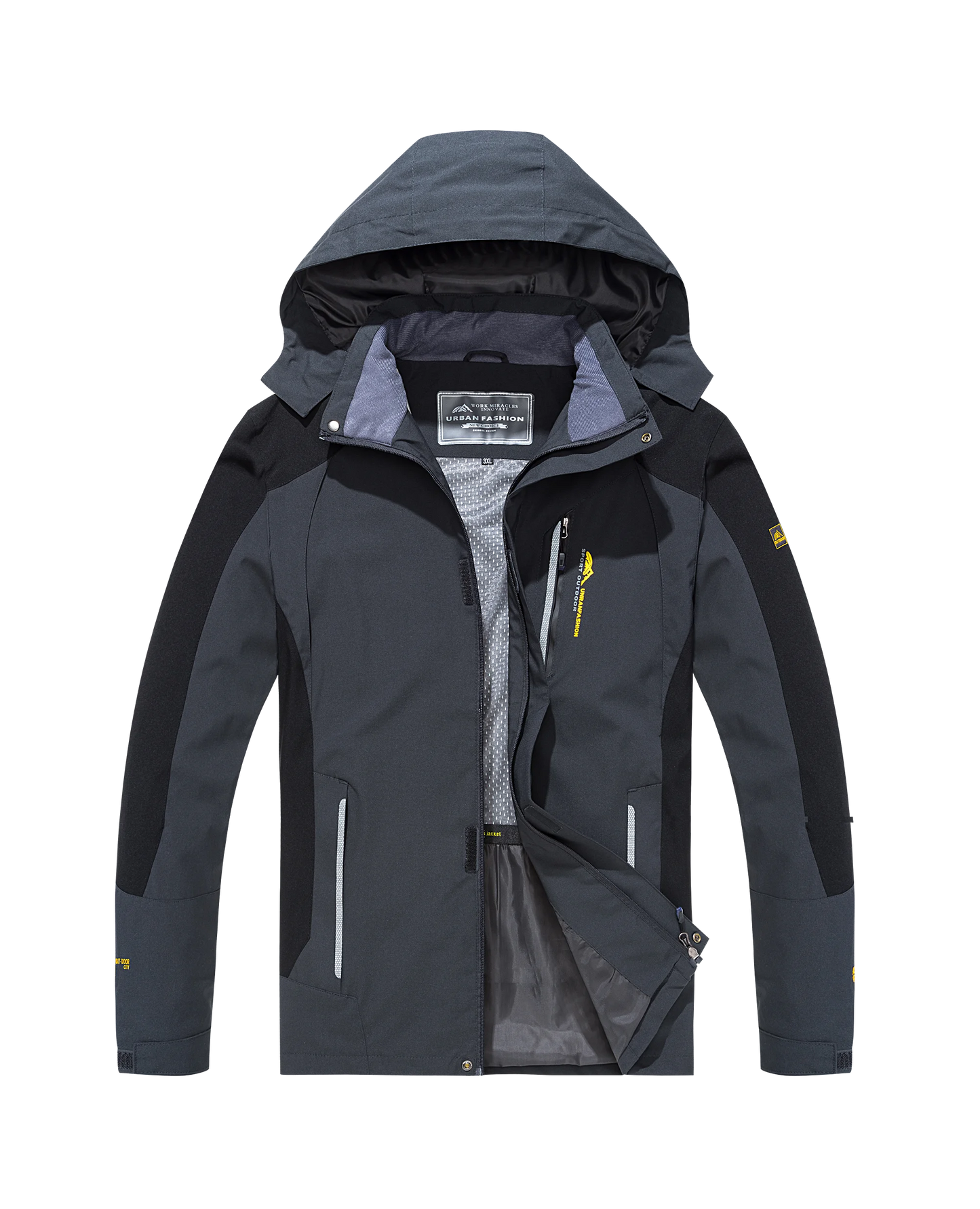 Heren Waterdichte Hiking Jas – Winddichte Outdoor Jas met Afneembare Capuchon, Grote Maten voor Lente en Herfst