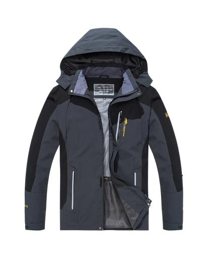 Heren Waterdichte Hiking Jas – Winddichte Outdoor Jas met Afneembare Capuchon, Grote Maten voor Lente en Herfst