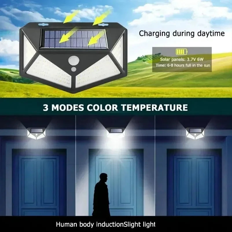 Multifunctionele Solar LED Lamp – Waterdichte Tuinverlichting met Bewegingssensor, IP65