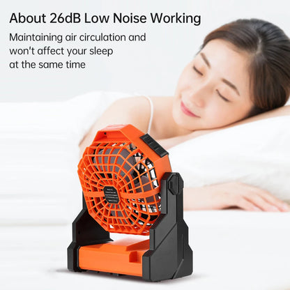 Oplaadbare Camping Ventilator – 7800mAh, 270° Draaibaar, LED Lamp, Stil & Draagbaar | Tafel- & Tentventilator voor Outdoor