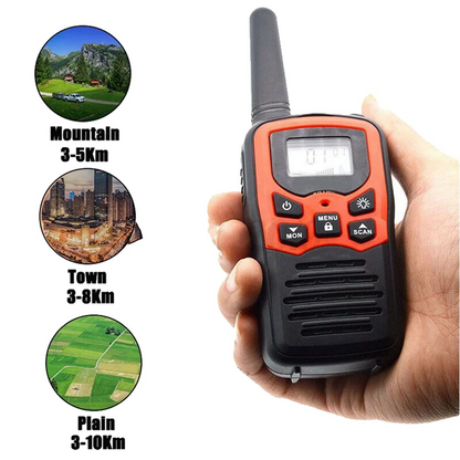2-teiliges Hand-Walkie-Talkie-Set – 22 Kanäle, 10 km Reichweite, UHF 400–470 MHz, tragbarer Kommunikations-Transceiver