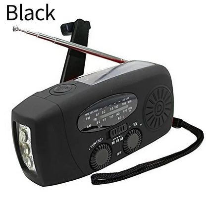 Multifunctionele Weer- en Noodradio – Handcrank, Solar, USB Opladen, Powerbank, LED Zaklamp