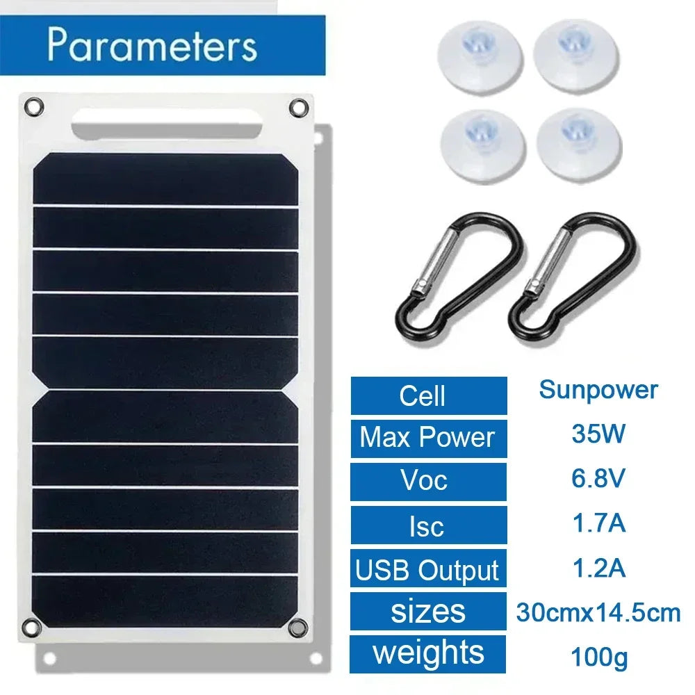 35W Sunpower Draagbaar Zonnepaneel 5V met USB Oplaadpoort – Efficiënte Zonne-energie Oplader voor Powerbank en Telefoon, Perfect voor Camping en Outdoor