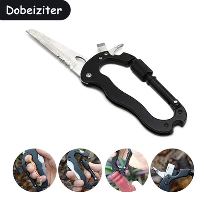 5-in-1 Camping Multitool Carabiner - Screwdriver, Bottle Opener, Wine Opener, Outdoor Survival Mountaineering Tools