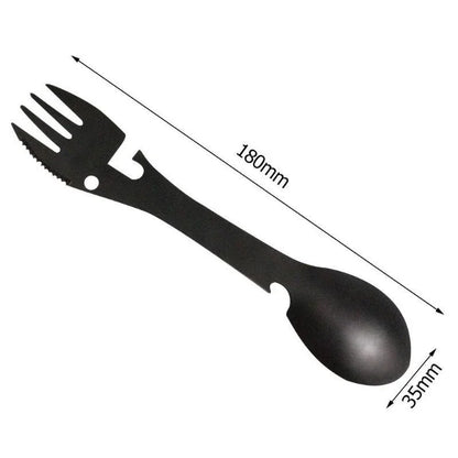 5-in-1 Outdoor-Survival-Tool – multifunktionales EDC-Campingbesteck – Löffel, Gabel, Messer, Flaschenöffner und Dosenöffner