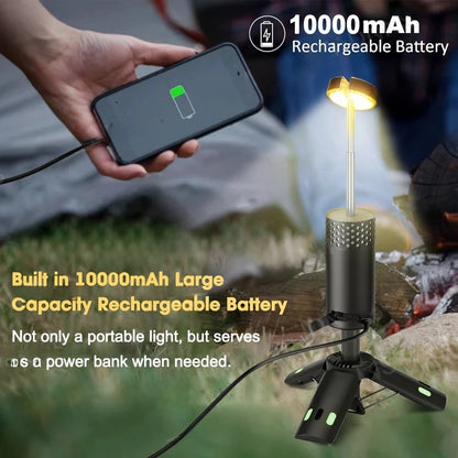 Teleskop-Campingleuchte – Tragbares 10000-mAh-LED-Licht mit SOS-Modus und Powerbank-Funktion