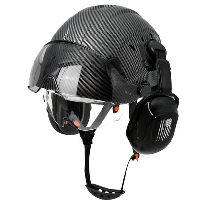 CE Certified Safety Helmet with Visor, Built-in Goggles &amp; Earmuffs – Hard Hat for Engineers &amp; Industrial Work – Head Protection to ANSI Standards