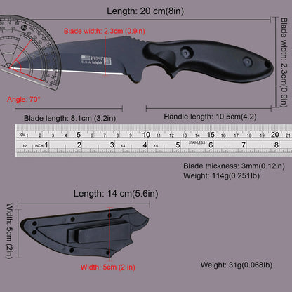440C Full-Tang Outdoor Survival Messer mit Scheide – Camping- und Jagdmesser, 20 cm, Nylongriff