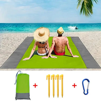 Oversized Beach Towel Mat, Sand-Free en Waterdichte Strandmat, Winddichte Picnic Deken met 4 Haringen voor Buiten en Kamperen