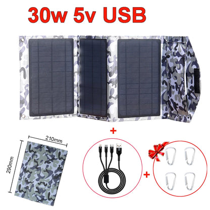 30W Opvouwbaar Zonnepaneel – Draagbare USB Oplader voor Telefoon & Powerbank, Camping & Outdoor