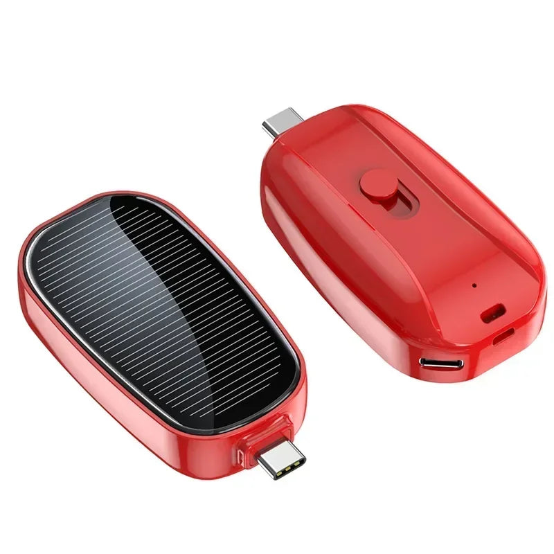 Mini Solar Keychain Powerbank – Draagbare Draadloze Pocket Charger met USB-C, Geschikt voor iPhone & Android
