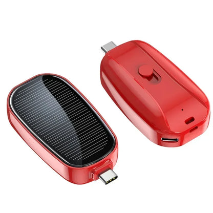 Mini Solar Keychain Powerbank – Draagbare Draadloze Pocket Charger met USB-C, Geschikt voor iPhone & Android