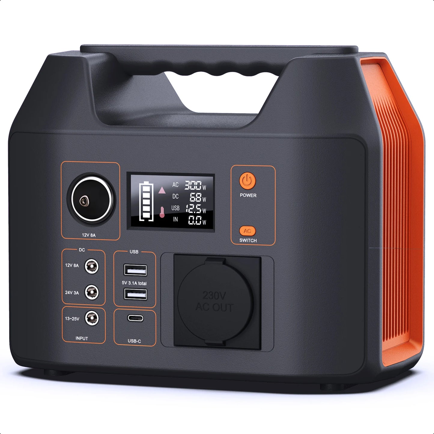 Draagbare Powerstation 300W/150W – LiFePO4 Solar Generator met AC/DC/USB/USB-C, 80000mAh voor Camping, CPAP & RV