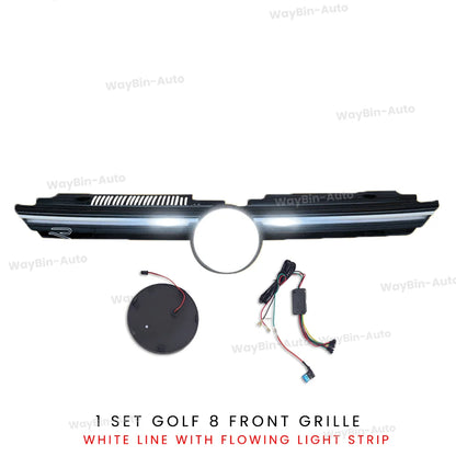 VW Golf MK8 GTI R Style Body Kit – Frontgrill-Upgrade mit LED-Lichtleiste