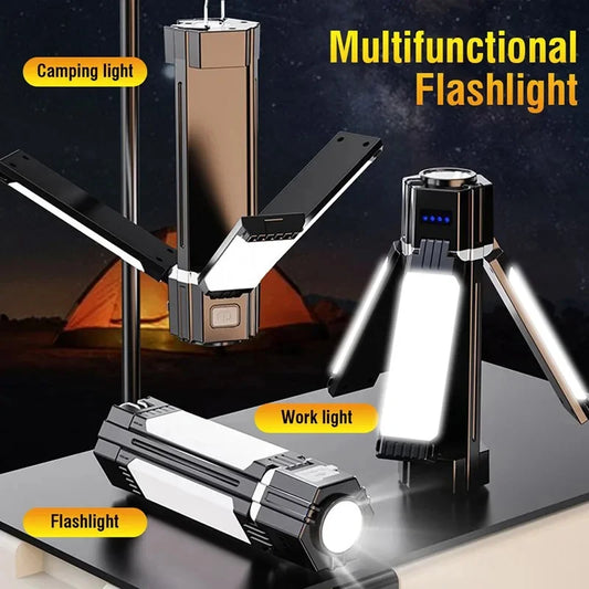 Oplaadbare Outdoor Campinglamp – Draagbare Opvouwbare Zaklamp en Nood Powerbank