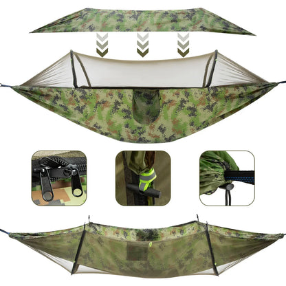 3-in-1 Camping Hammock with Mosquito Net and Sun Shelter – Durable Outdoor Hammock for Travel, Backpacking, and Parks