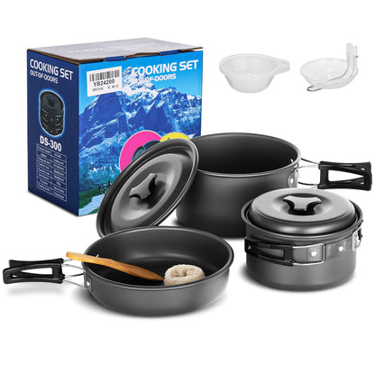 Camping Kookgerei Set - Lichtgewicht Anti-aanbak Potten & Pannen met Opbergtas voor 2-3 Personen