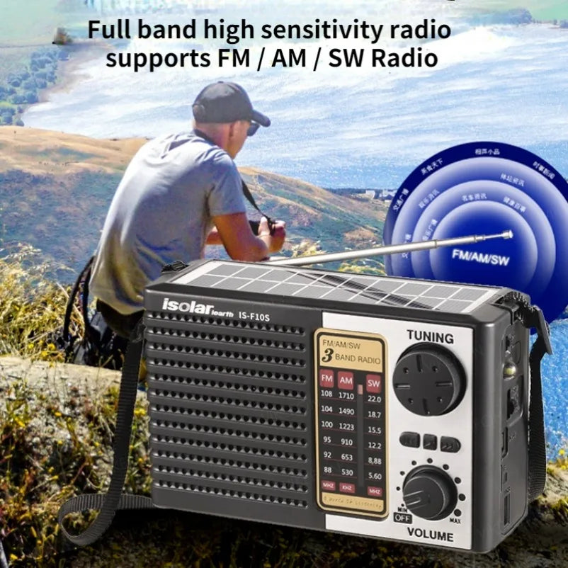 Draagbare Bluetooth Speaker met LED Zaklamp en Full Band Radio – AM/FM/SW, Solar Opladen, Noodradio met MP3 Speler en Bluetooth 5.0