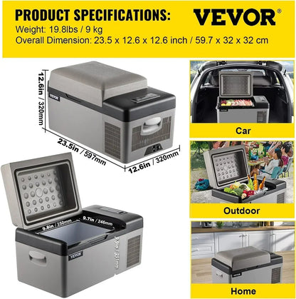 35L-50L Draagbare Autokoelkast – Mini Koelbox met Compressor, 12/24V DC en 110-240V AC, Ideaal voor Camping en Reizen
