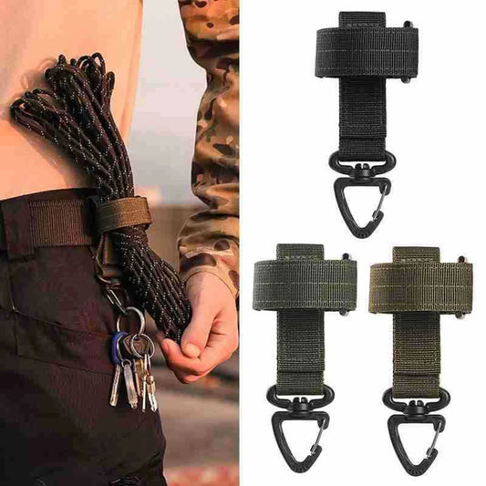 Verstelbare Molle Handschoenhouder – Sleutelring & Karabijnclip voor Brandweer, Hiking & Werkgebruik