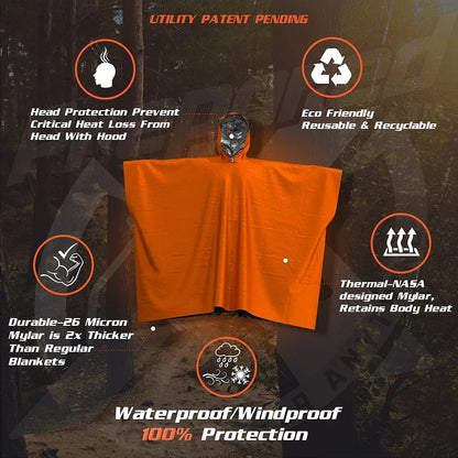Outdoor Noodset – 3-delige Set met Tent, Regenjas en Slaapzak voor Eerste Hulp en Isolatie