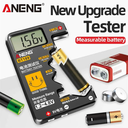 Button Cell en Universele Batterijtester – LCD Display voor 9V, AA, AAA, D, N en 1.5V/3V Knopcelbatterijen – Huishoudelijke Batterijtester