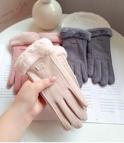 Dames Winterhandschoenen met Touchscreen – Warme Suède Look Handschoenen met Pluche voor Fietsen & Autorijden