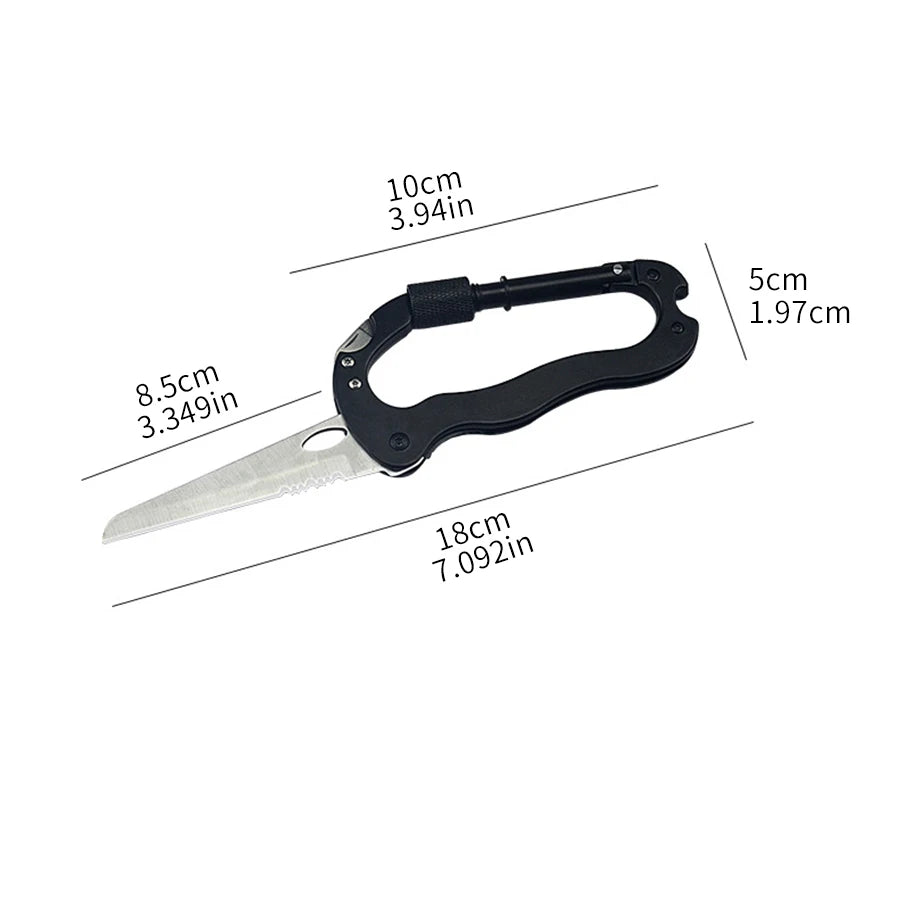 5-in-1 Camping Multitool Carabiner - Screwdriver, Bottle Opener, Wine Opener, Outdoor Survival Mountaineering Tools