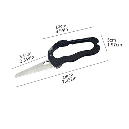 5-in-1 Camping Multitool Carabiner - Screwdriver, Bottle Opener, Wine Opener, Outdoor Survival Mountaineering Tools