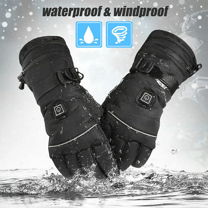 Verwarmde Motorhandschoenen - Winterwaterdichte Handschoenen voor Motor, Ski en Sneeuwscooter met Touchscreen en Herlaadbare Verwarming