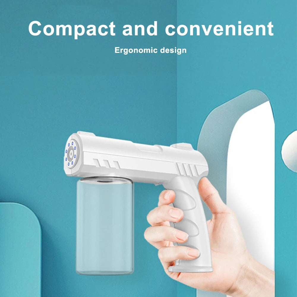 280 ml kabelloser elektrischer Desinfektionssprüher – USB-Nano-Zerstäuber mit blauem Licht für Haus und Garten