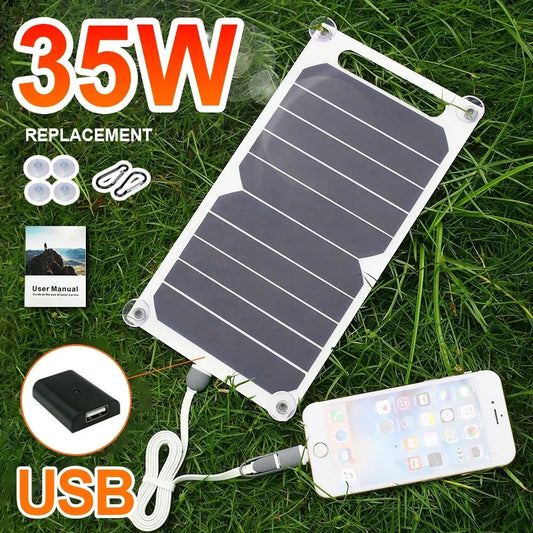 35W Sunpower Draagbaar Zonnepaneel 5V met USB Oplaadpoort – Efficiënte Zonne-energie Oplader voor Powerbank en Telefoon, Perfect voor Camping en Outdoor