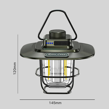 LED Retro Camping Lantaarn | Waterdicht | Type-C Oplaadbaar | Hanglamp met Haak & Batterij Indicator