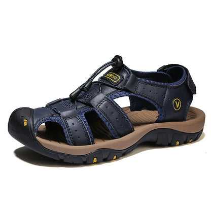 Zomerse Herensandalen – Ademend Kunstleren Casual Sandalen met Elastische Band, Outdoor Strand- en Romeinse Schoenen