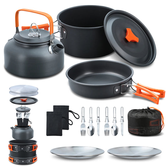 16-delige Aluminium Camping Kookset | Outdoor Kookgerei voor Reizen & Hiking