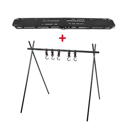 Vouwbare Camping Tripod Top Plate | Hoge Sterkte Camping Rack met Ophanggaatjes voor BBQ, Picknick en Hiking