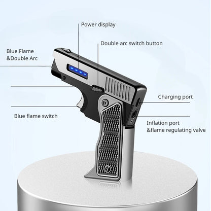 Winddichte Gas Elektrische Plasma Aansteker C-Type USB Oplaadbaar, Vouwbare Gun Butaan Torch Turbo Jet Vlam voor Sigaren – Cadeau voor Mannen
