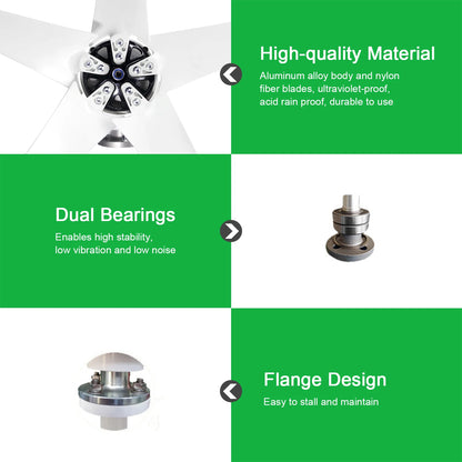 12V 1200W Wind Generator Kit – 5-Blade S-Type Turbine with Charger Controller for Home, Boats, Weather Stations & Green Energy