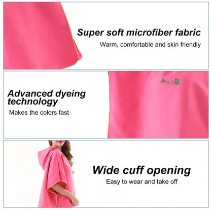 Sneldrogende Changing Robe, Badjas met Kap – Super Absorberende Zwem- en Fitness Badjas van Polyester/Katoen