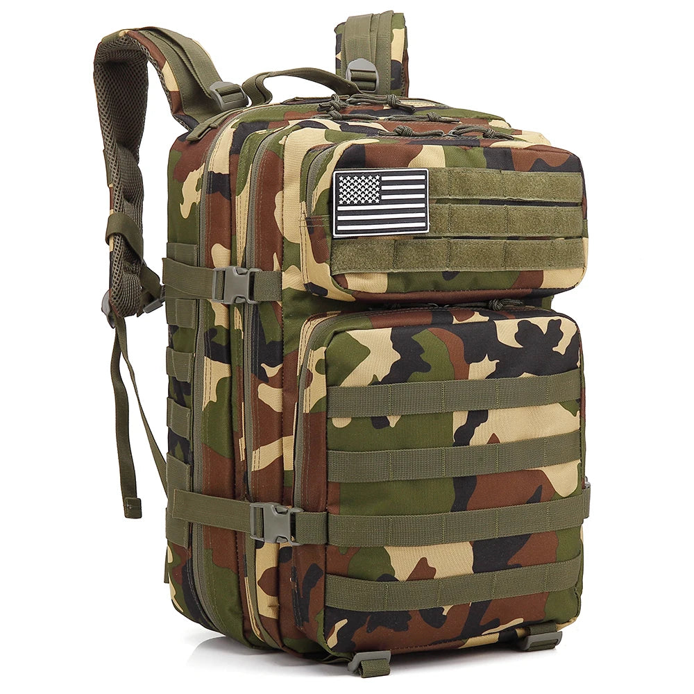 45L Tactische Rugzak met Molle – Grote Outdoor Backpack voor 3 Dagen Hiking, Trekking & Kamperen