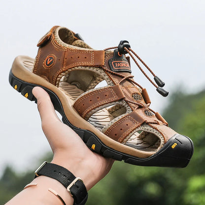 Zomerse Herensandalen – Ademend Kunstleren Gladiator Sandalen met Klittenbandsluiting, Casual en Strand Schoenen