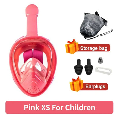 Full Face Snorkelmasker voor Kinderen en Volwassenen | Anti-Fog Duikmasker voor Veilig Ademhalen en Snorkelen