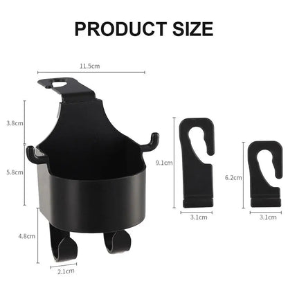 Multifunctional Car Headrest Hook and Cup Holder – Universal Car Seat Organizer for Bags and Drinks – Suitable for All Vehicles