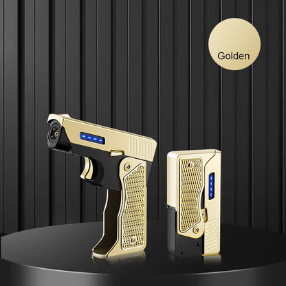 Winddichte Gas Elektrische Plasma Aansteker C-Type USB Oplaadbaar, Vouwbare Gun Butaan Torch Turbo Jet Vlam voor Sigaren – Cadeau voor Mannen