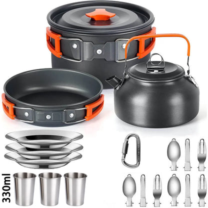 Camping Cooking Set | Outdoor Kookset met Teapot en Non-stick Pannen voor 2-3 Personen