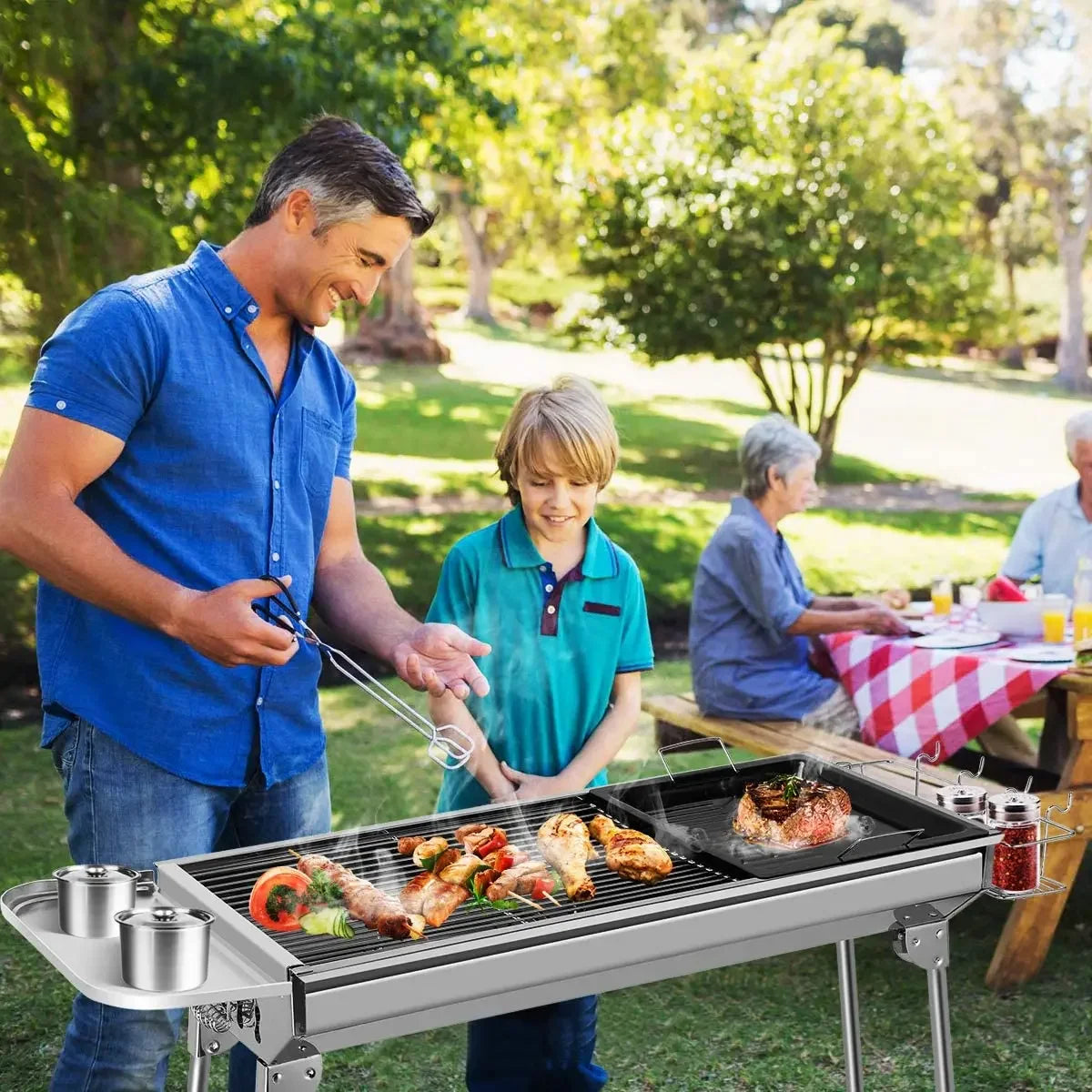 Opvouwbare RVS Houtskool BBQ | Draagbare Barbecue Grill met Accessoires